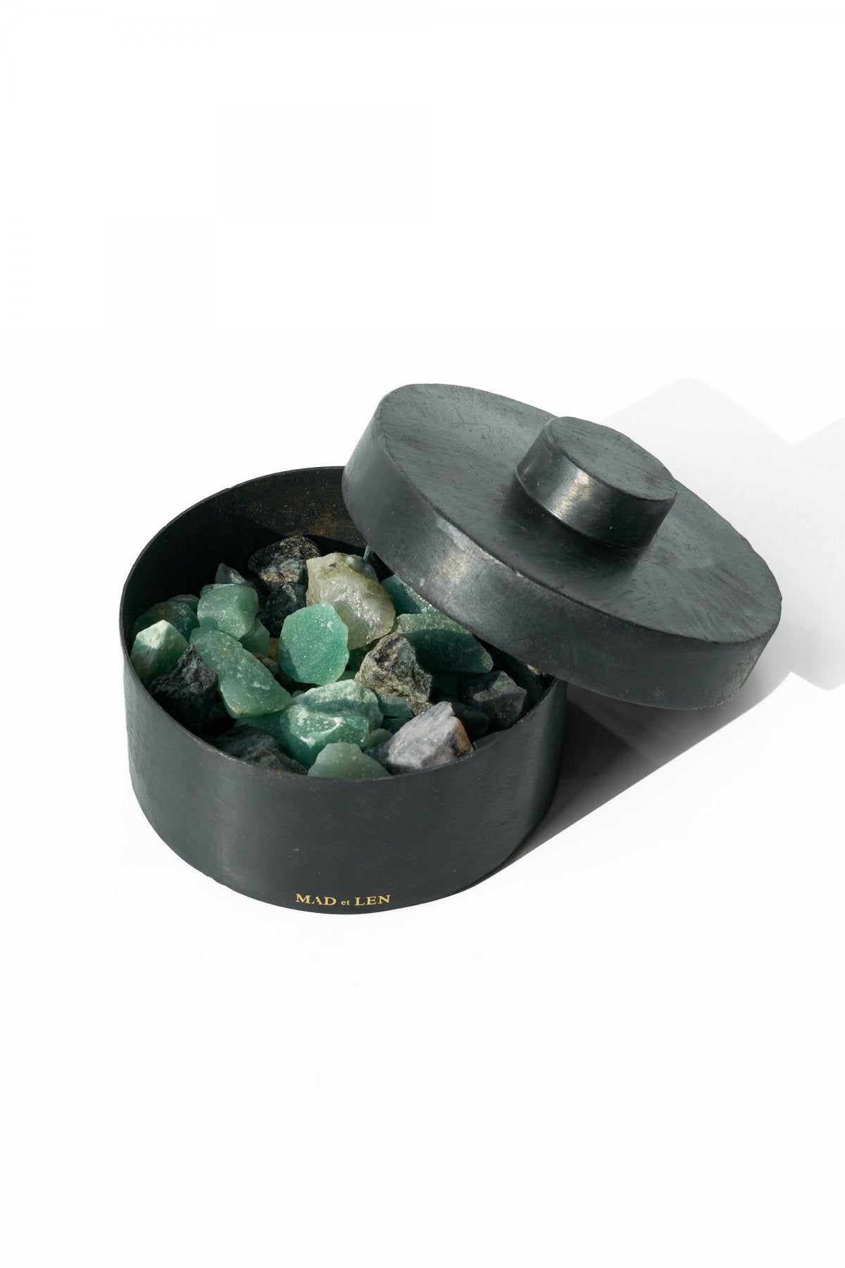 Flat Pot Pourri TOTEM GREEN medium - emerald brut , green aventurine