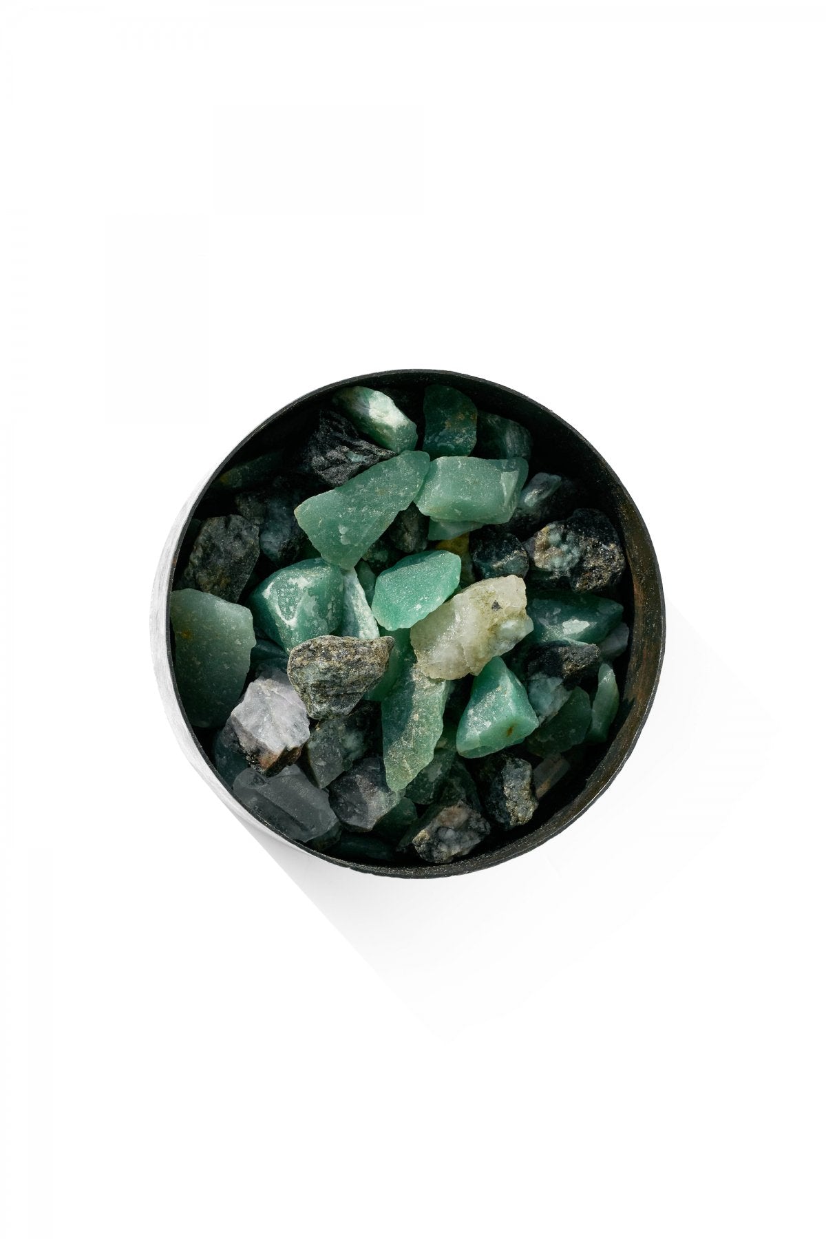 Flat Pot Pourri TOTEM GREEN medium - emerald brut , green aventurine